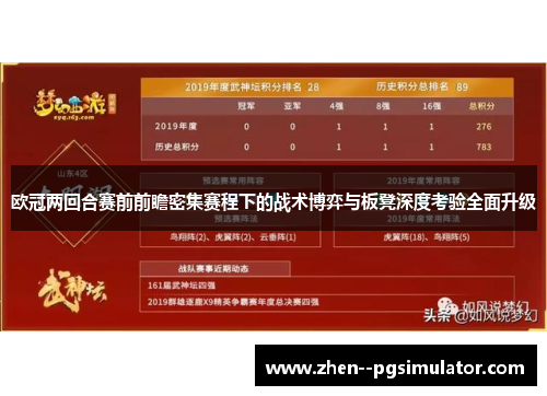 欧冠两回合赛前前瞻密集赛程下的战术博弈与板凳深度考验全面升级